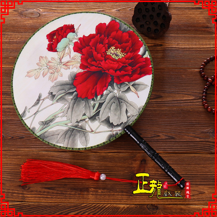 南沙群岛古典中国风团扇空白扇跳舞蹈扇 真丝宫扇