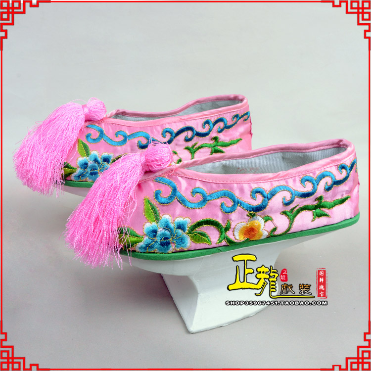 南沙群岛京越剧戏鞋花盆底清朝皇后贵妃宫女花盆底 旗鞋