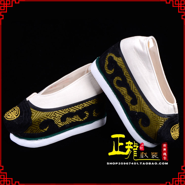 南沙群岛戏鞋方口鞋老生鞋老旦鞋三义斋纸底内高福字履